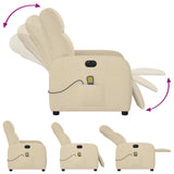 Fauteuil inclinable de massage électrique crème tissu
