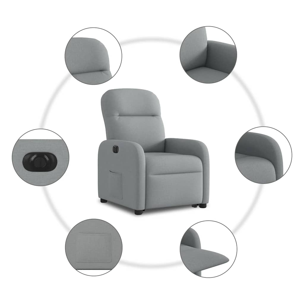 Fauteuil inclinable électrique gris clair tissu