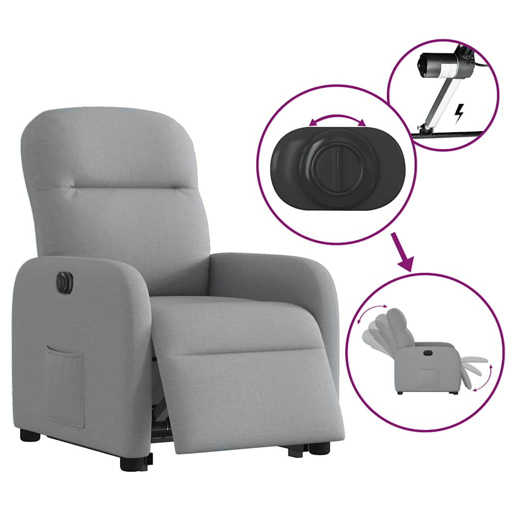 Fauteuil inclinable électrique gris clair tissu