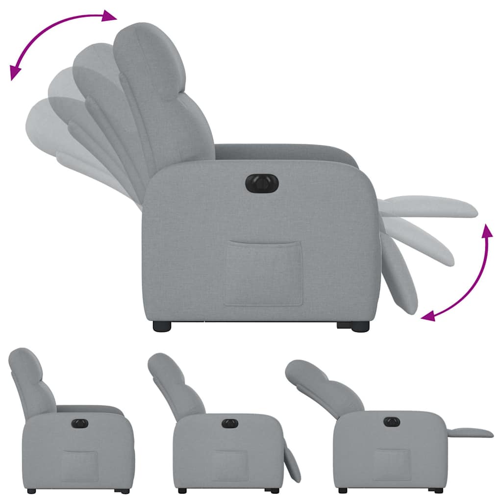 Fauteuil inclinable électrique gris clair tissu