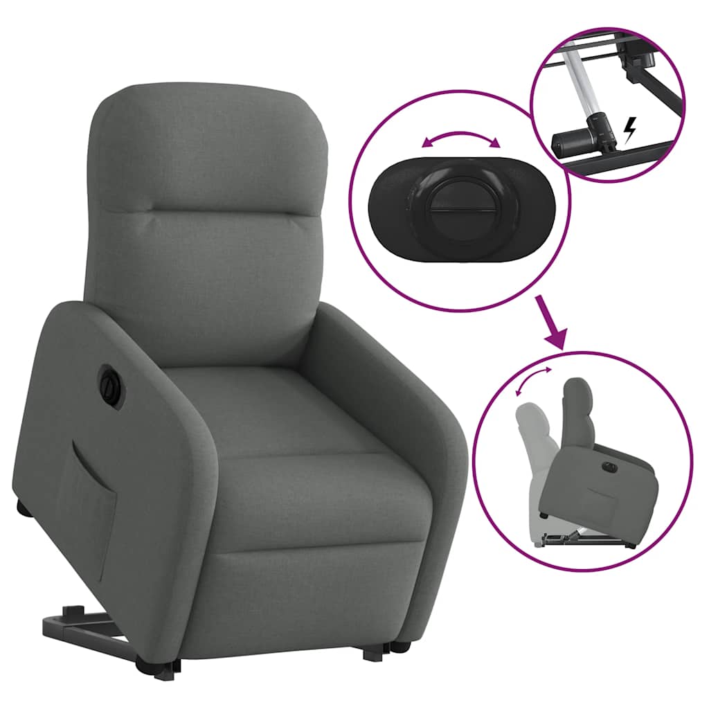 Fauteuil inclinable électrique gris foncé tissu