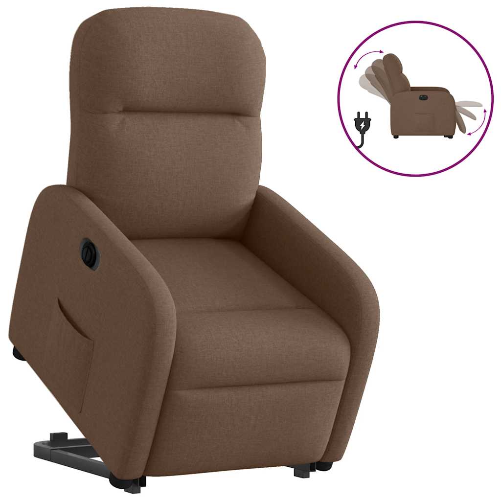 Fauteuil inclinable électrique marron tissu