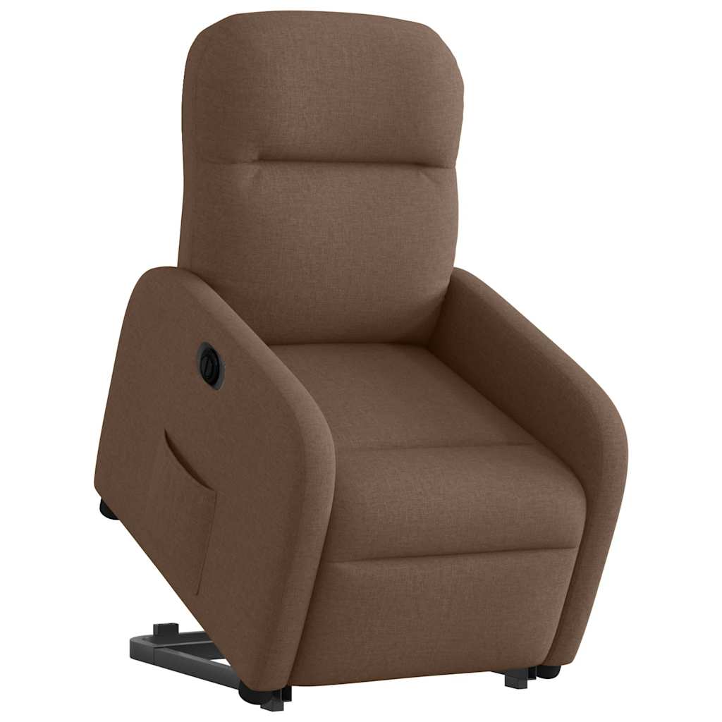 Fauteuil inclinable électrique marron tissu