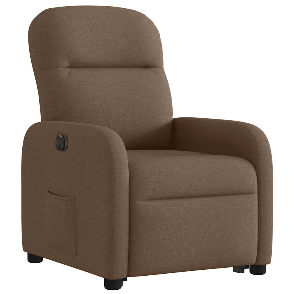 Fauteuil inclinable électrique marron tissu