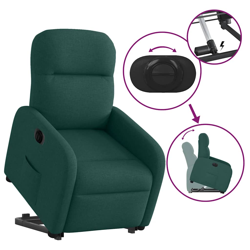 Fauteuil inclinable électrique vert foncé tissu