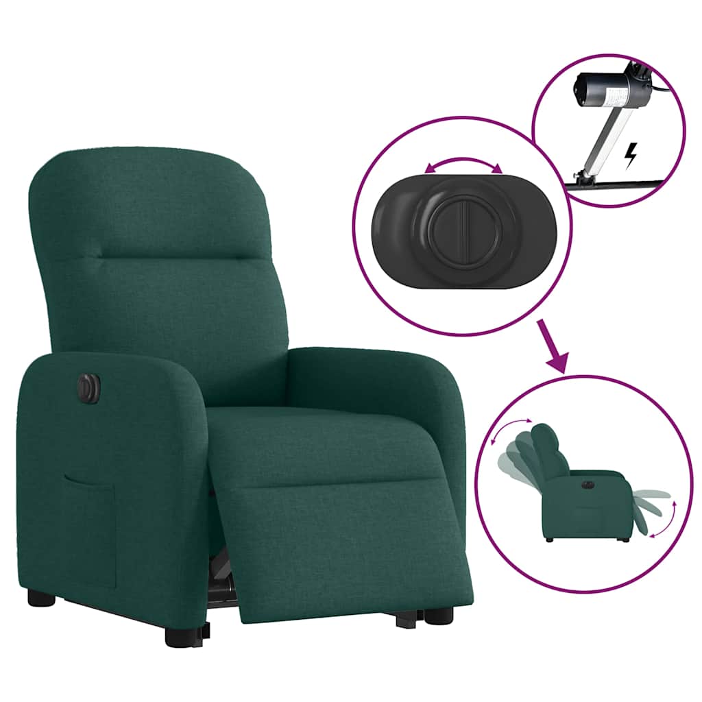 Fauteuil inclinable électrique vert foncé tissu