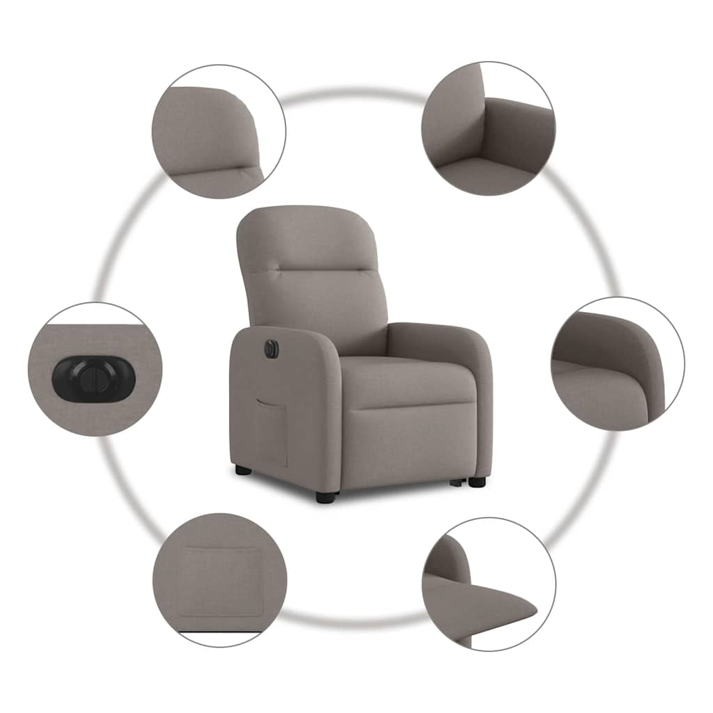 Fauteuil inclinable électrique taupe tissu