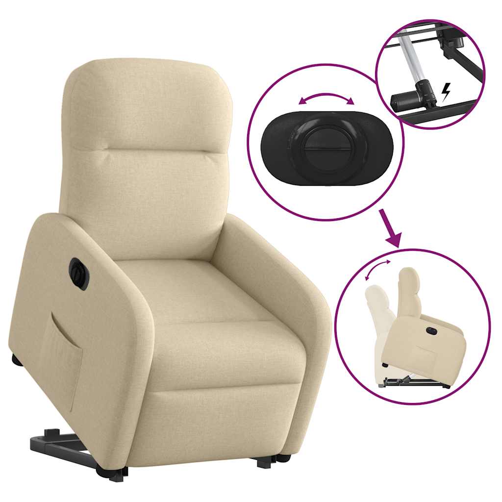 Fauteuil inclinable électrique crème tissu