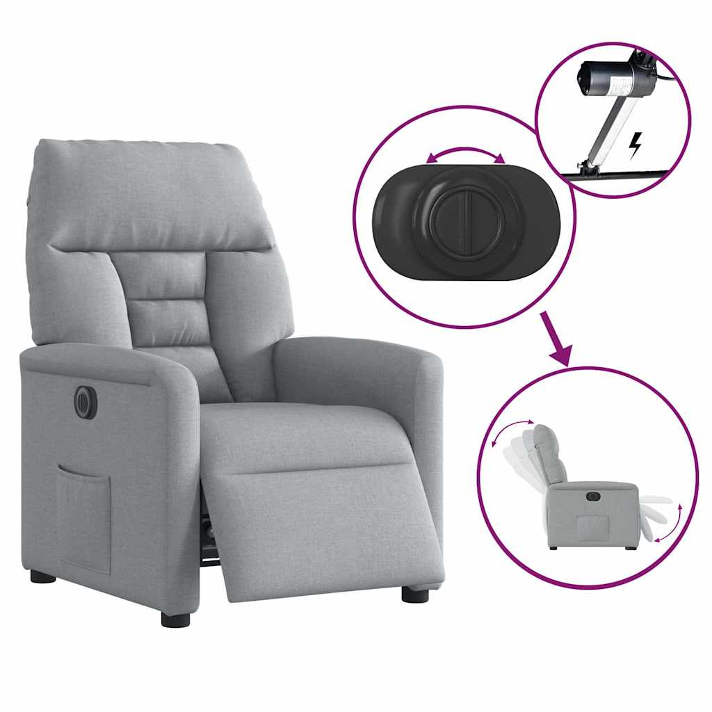 Fauteuil inclinable électrique Gris clair Tissu