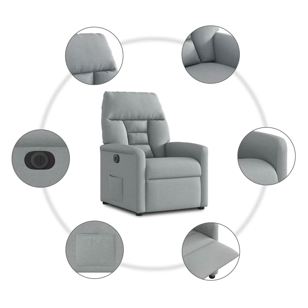 Fauteuil inclinable électrique Gris clair Tissu