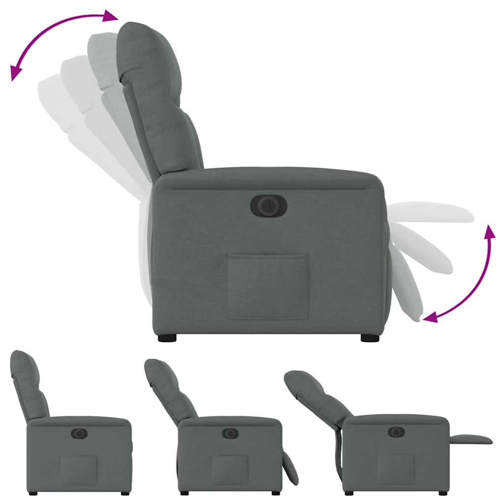 Fauteuil inclinable électrique Gris foncé Tissu