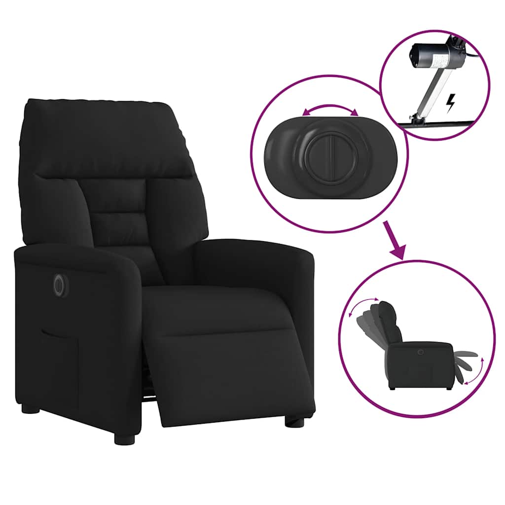 Fauteuil inclinable électrique Noir Tissu