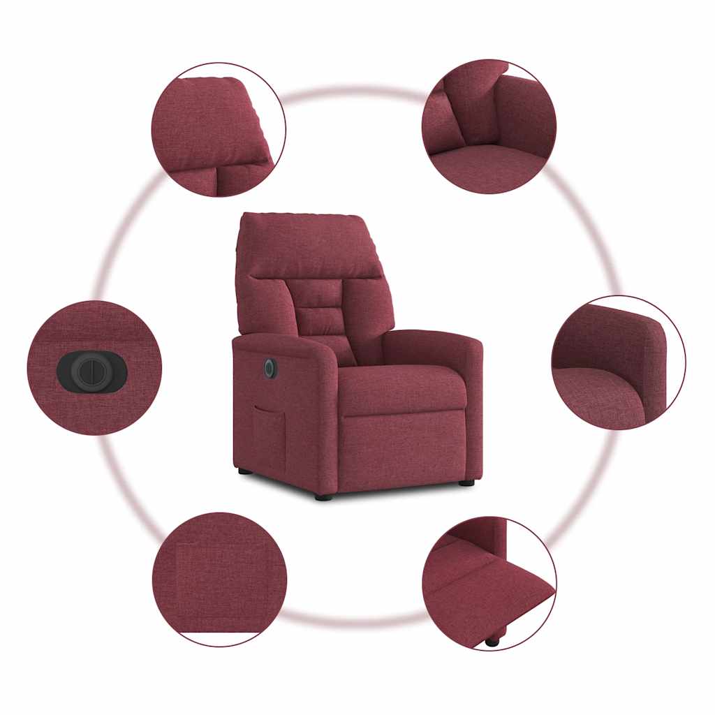 Fauteuil inclinable électrique Rouge bordeaux Tissu