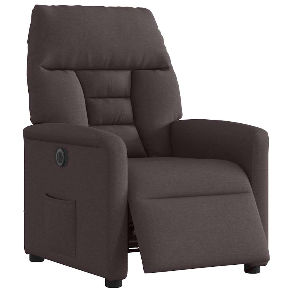 Fauteuil inclinable électrique Marron foncé Tissu