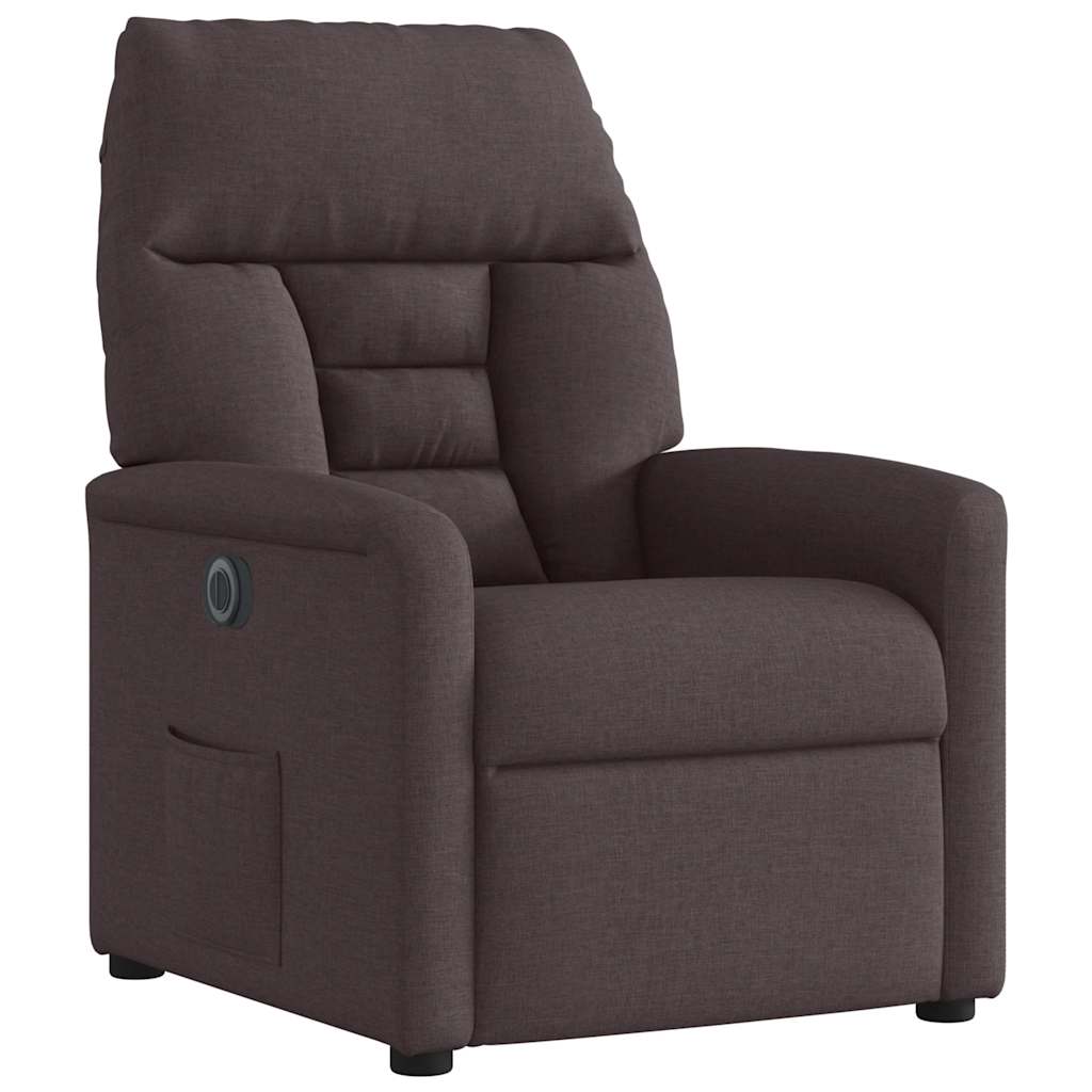 Fauteuil inclinable électrique Marron foncé Tissu
