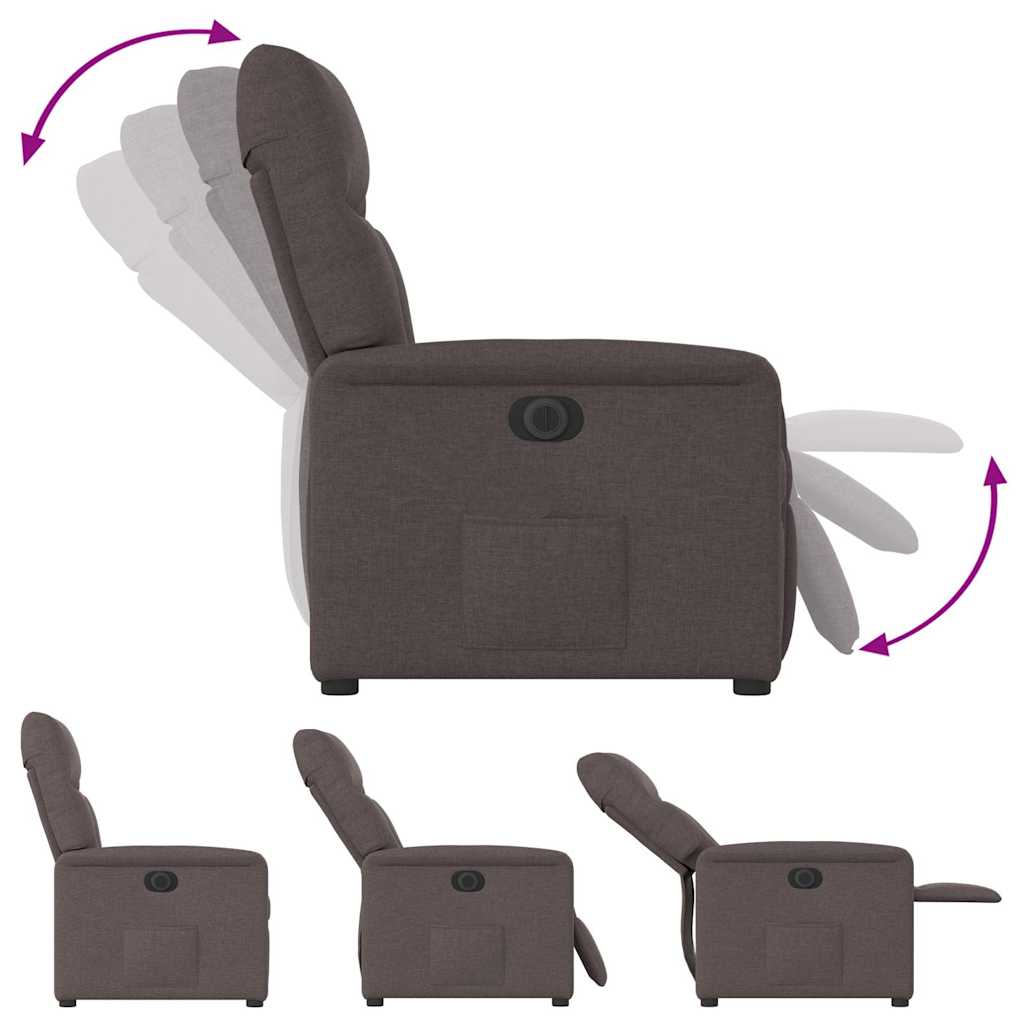 Fauteuil inclinable électrique Marron foncé Tissu