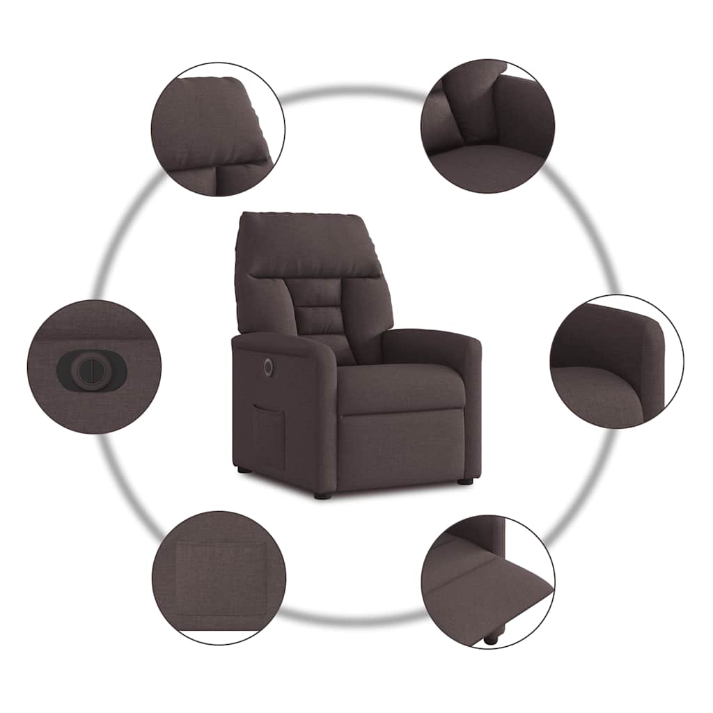 Fauteuil inclinable électrique Marron foncé Tissu