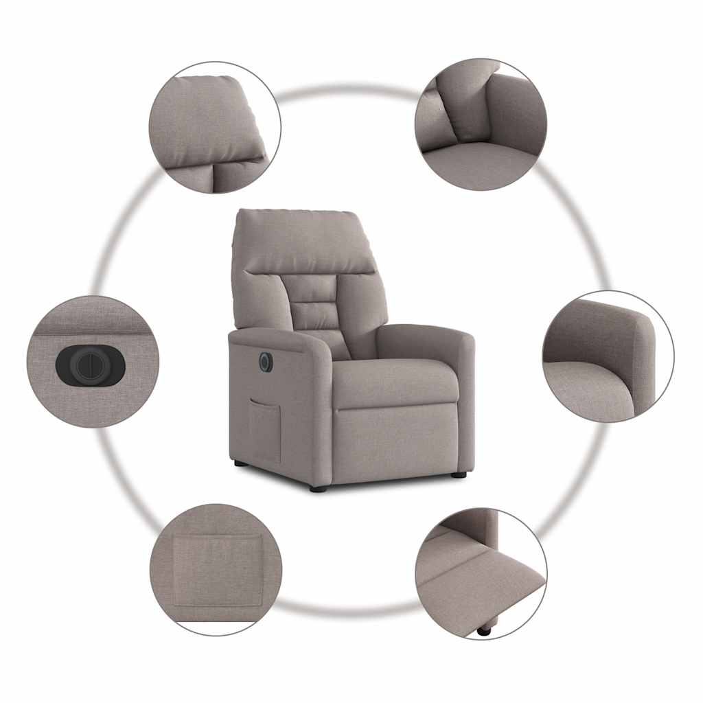 Fauteuil inclinable électrique Taupe Tissu