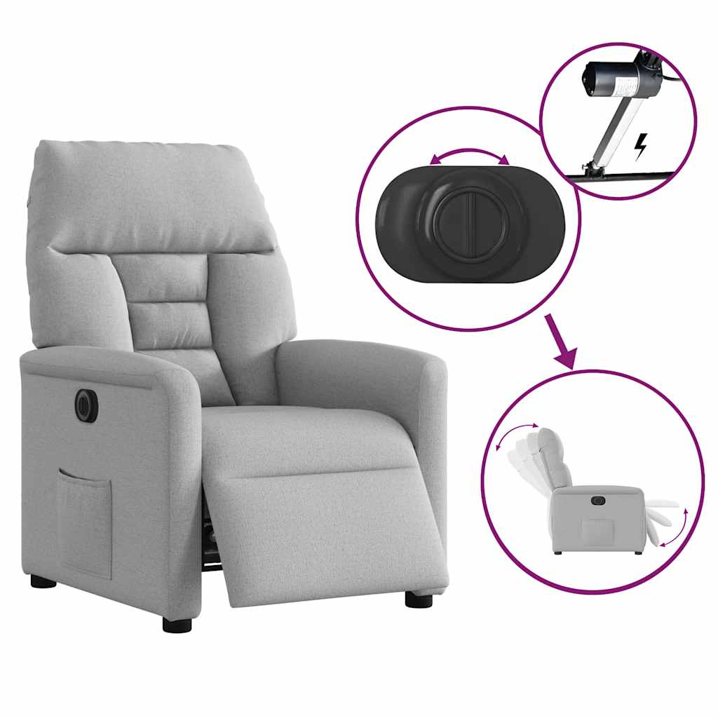 Fauteuil inclinable électrique gris nuage tissu