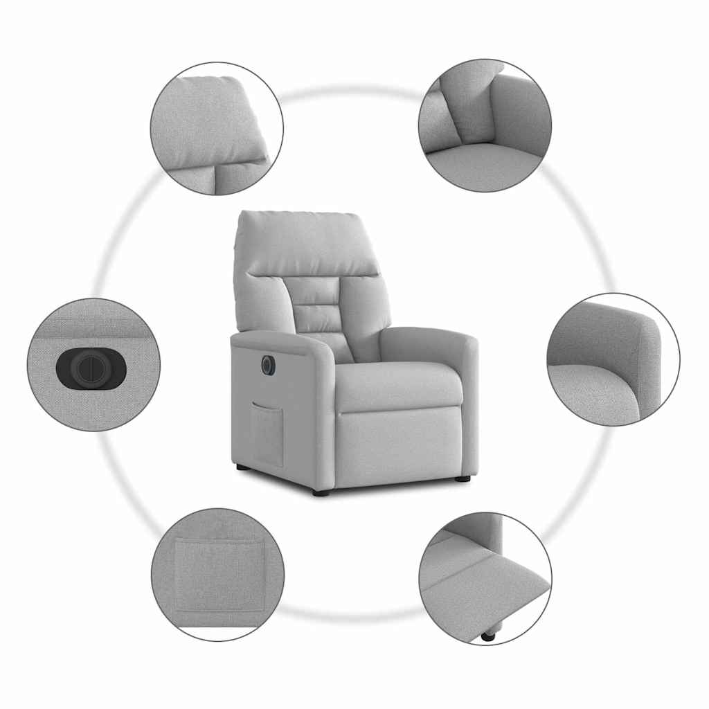 Fauteuil inclinable électrique gris nuage tissu