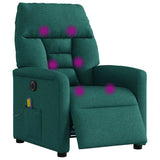 Fauteuil de massage inclinable électrique Vert foncé Tissu