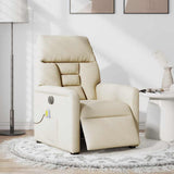 Fauteuil inclinable de massage électrique crème tissu