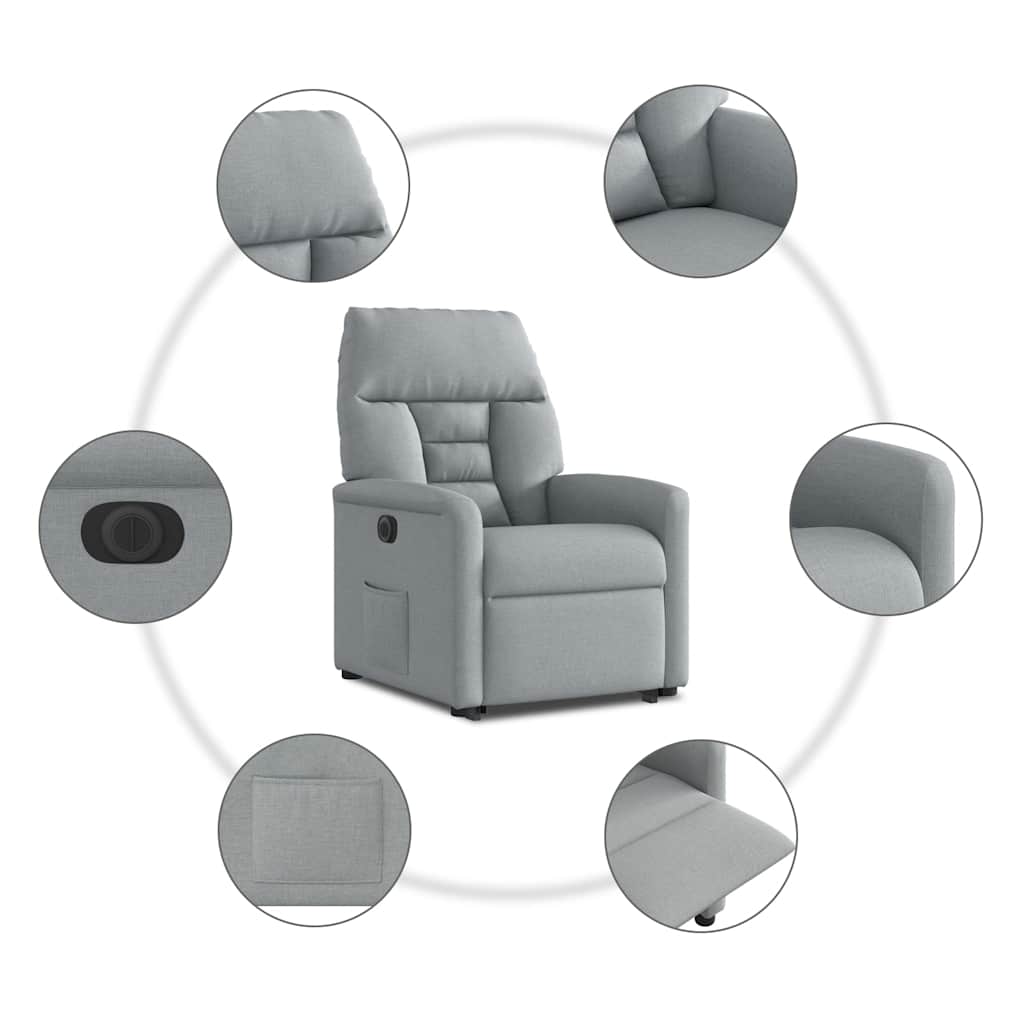 Fauteuil inclinable électrique gris clair tissu