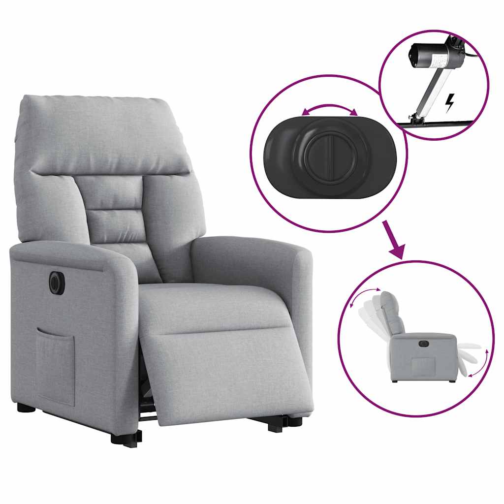 Fauteuil inclinable électrique gris clair tissu