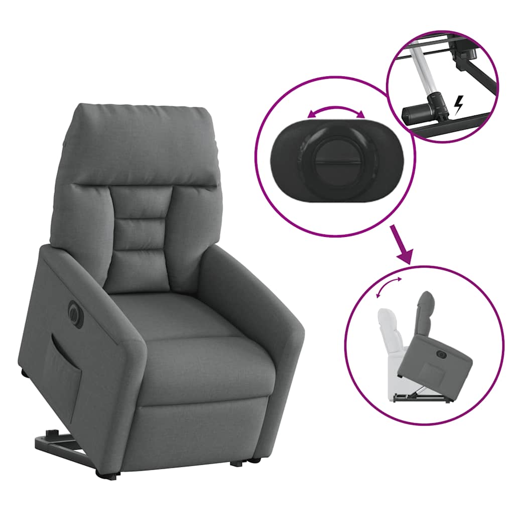 Fauteuil inclinable électrique gris foncé tissu