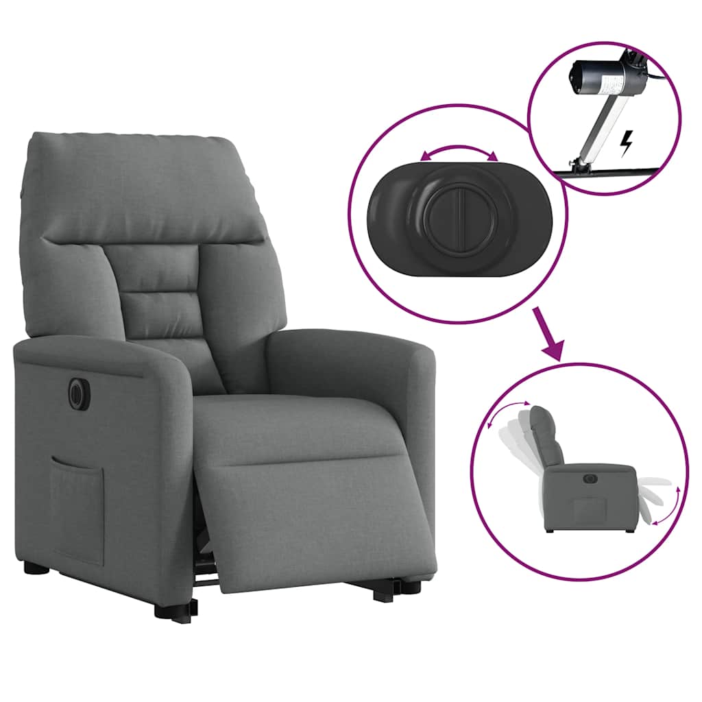 Fauteuil inclinable électrique gris foncé tissu