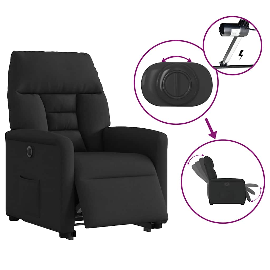 Fauteuil inclinable électrique noir tissu