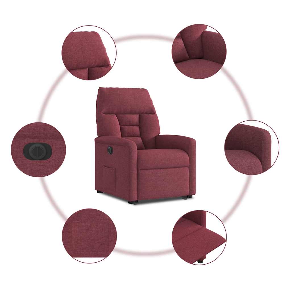 Fauteuil inclinable électrique rouge bordeaux tissu