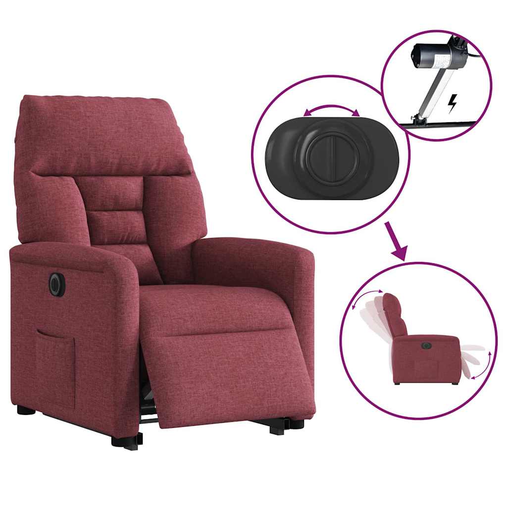 Fauteuil inclinable électrique rouge bordeaux tissu