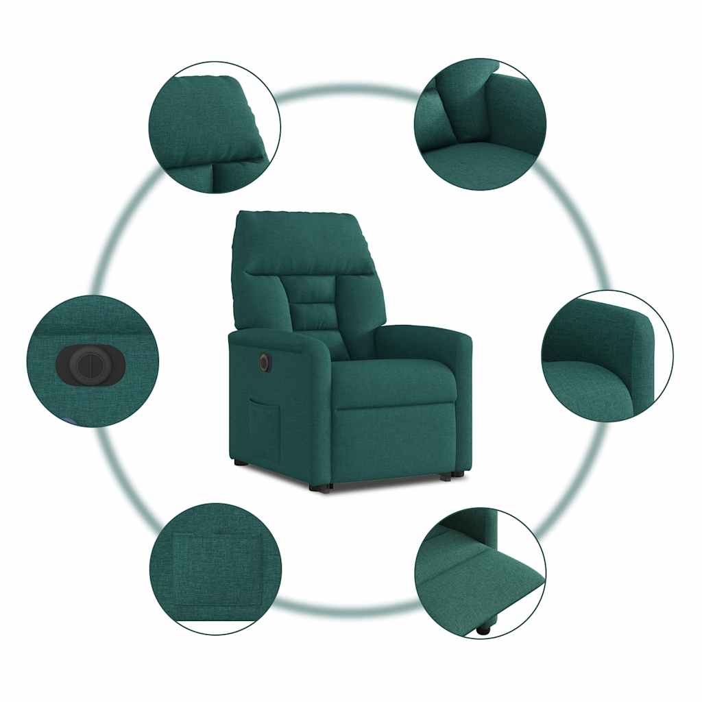 Fauteuil inclinable électrique vert foncé tissu