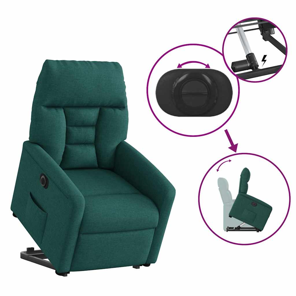Fauteuil inclinable électrique vert foncé tissu