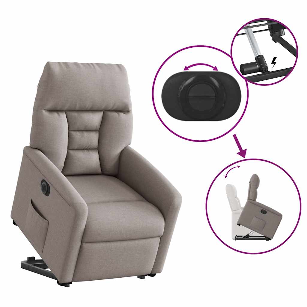 Fauteuil inclinable électrique taupe tissu
