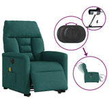 Fauteuil inclinable de massage électrique Vert foncé Tissu