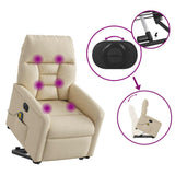 Fauteuil inclinable de massage électrique Crème Tissu