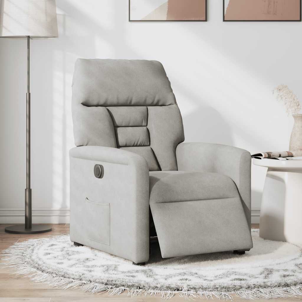 Fauteuil inclinable électrique gris clair tissu microfibre