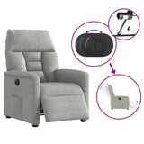 Fauteuil inclinable électrique gris clair tissu microfibre