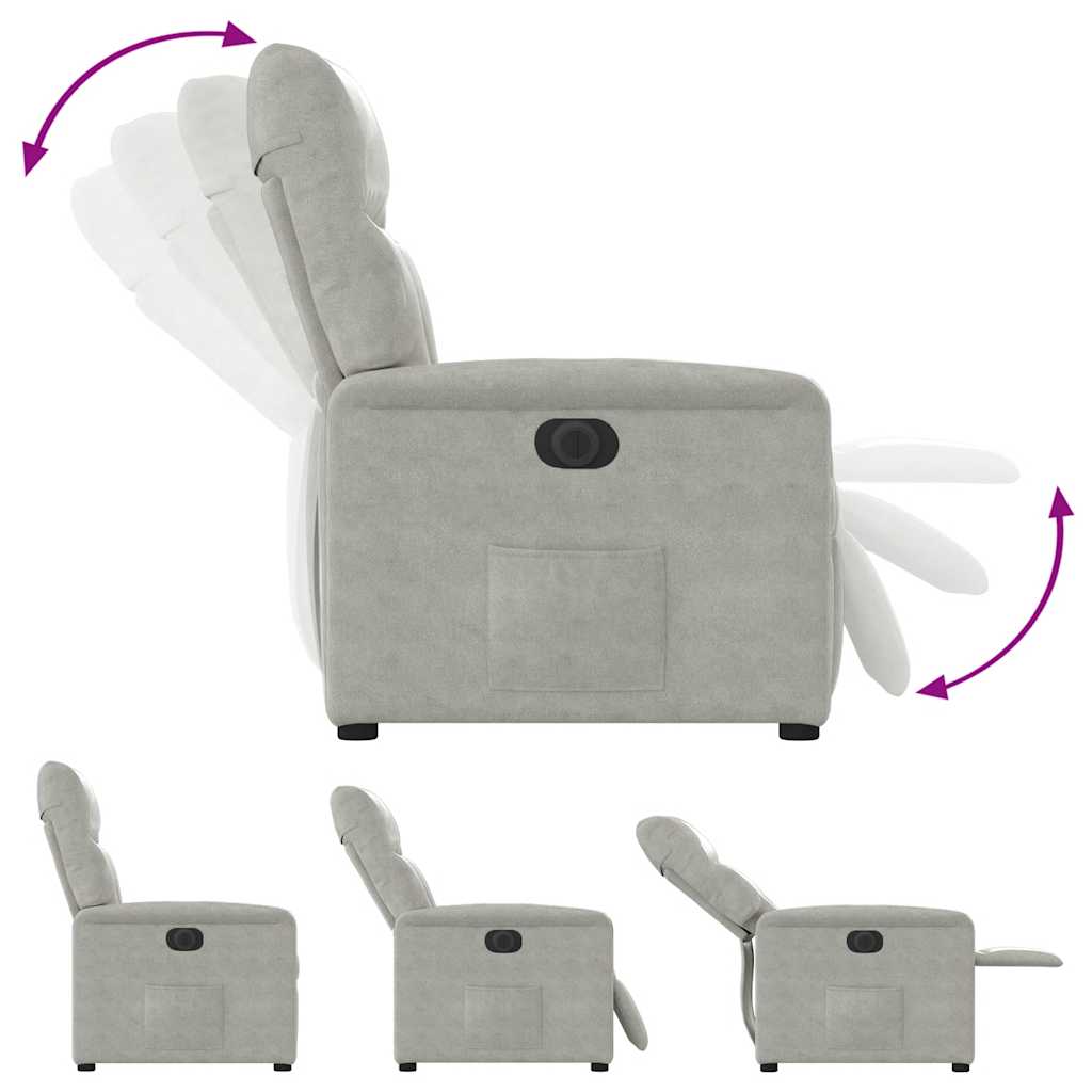 Fauteuil inclinable électrique gris clair tissu microfibre