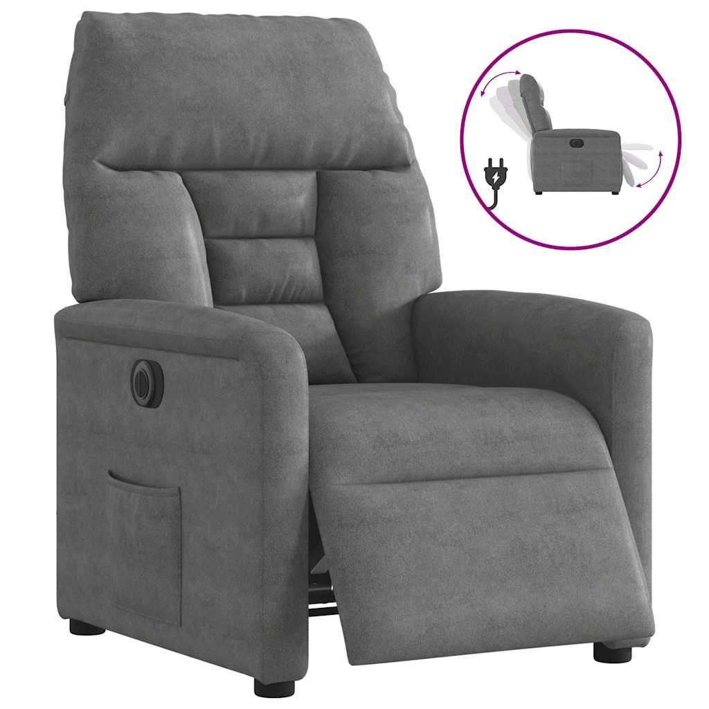 Fauteuil inclinable électrique gris foncé tissu microfibre