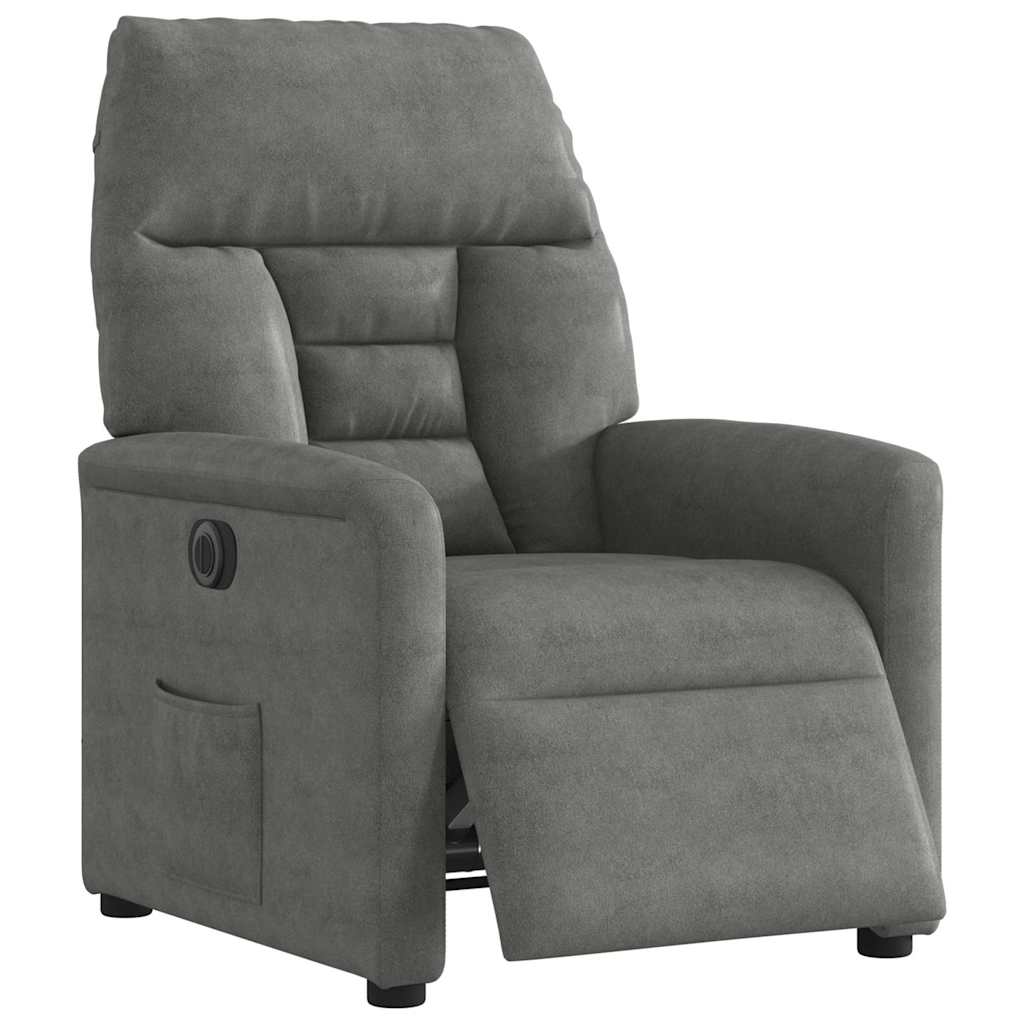 Fauteuil inclinable électrique gris foncé tissu microfibre