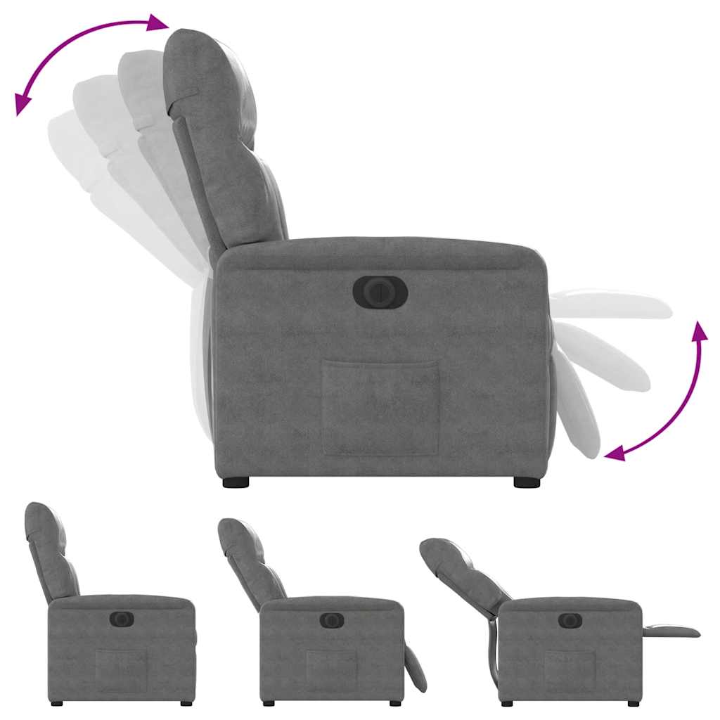 Fauteuil inclinable électrique gris foncé tissu microfibre