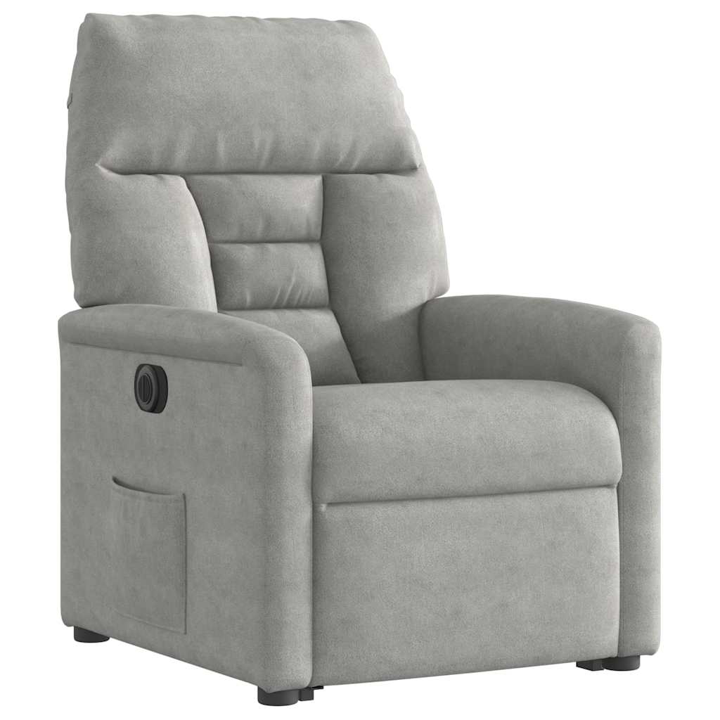 Fauteuil inclinable électrique gris clair tissu microfibre