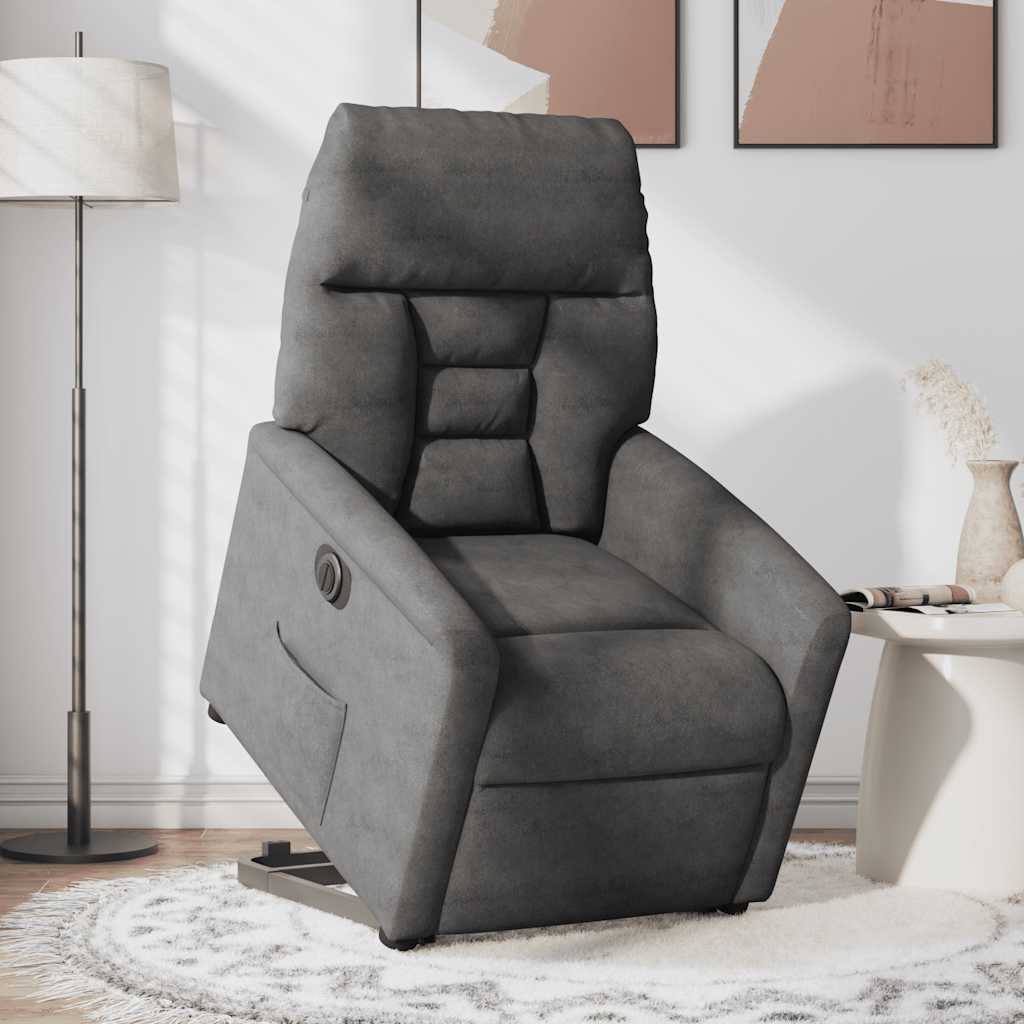 Fauteuil inclinable électrique gris foncé tissu microfibre