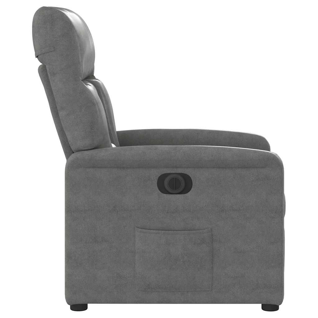 Fauteuil inclinable électrique gris foncé tissu microfibre