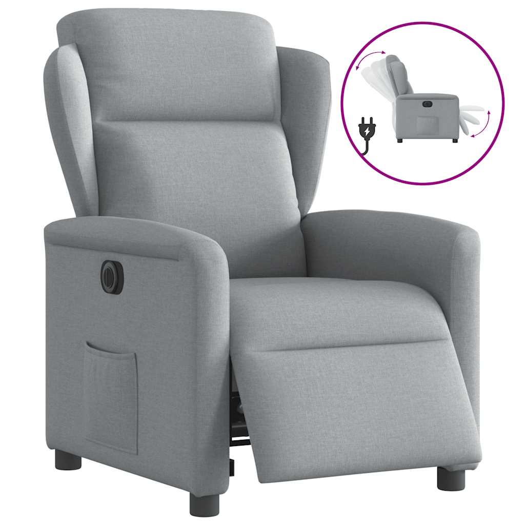 Fauteuil inclinable électrique Gris clair Tissu