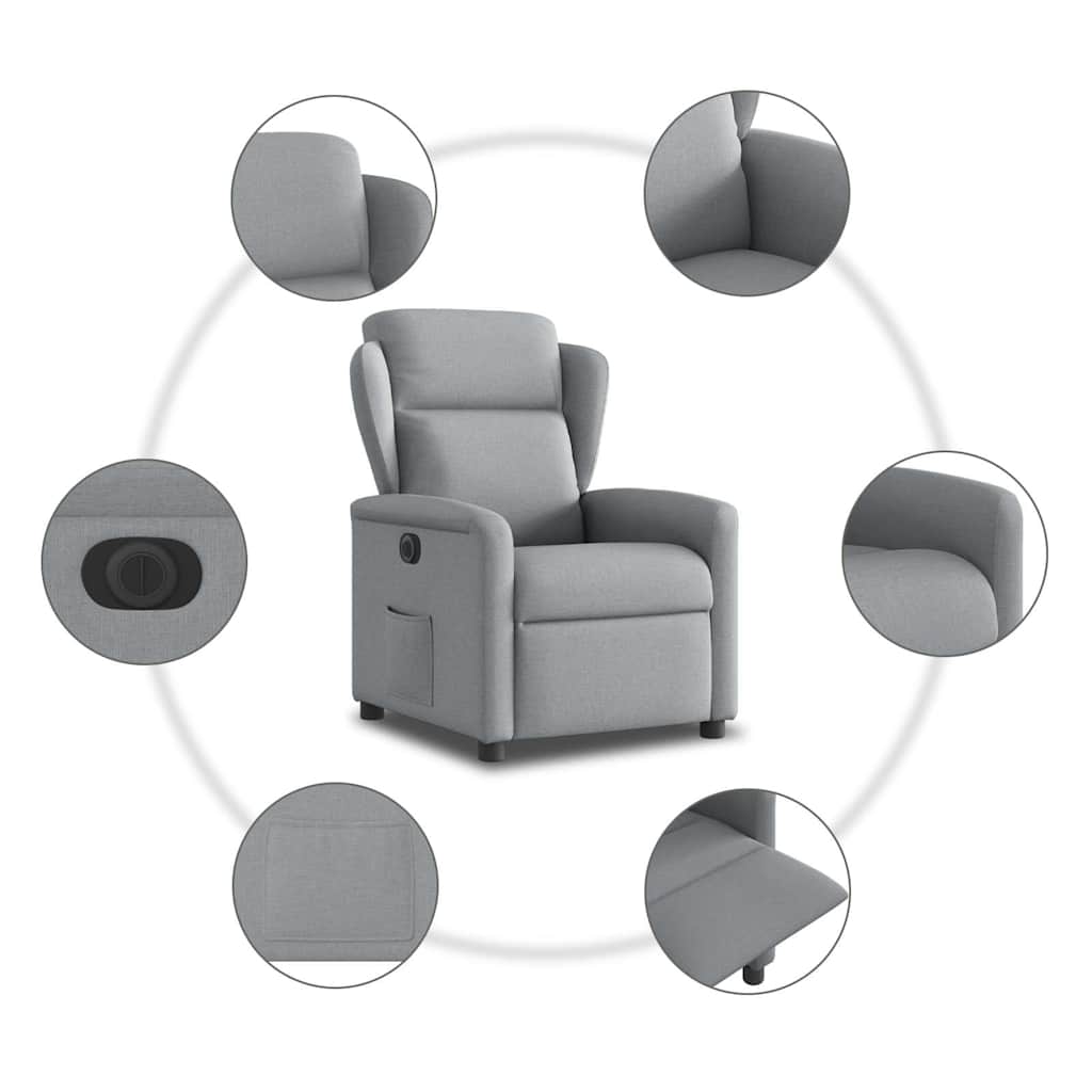 Fauteuil inclinable électrique Gris clair Tissu