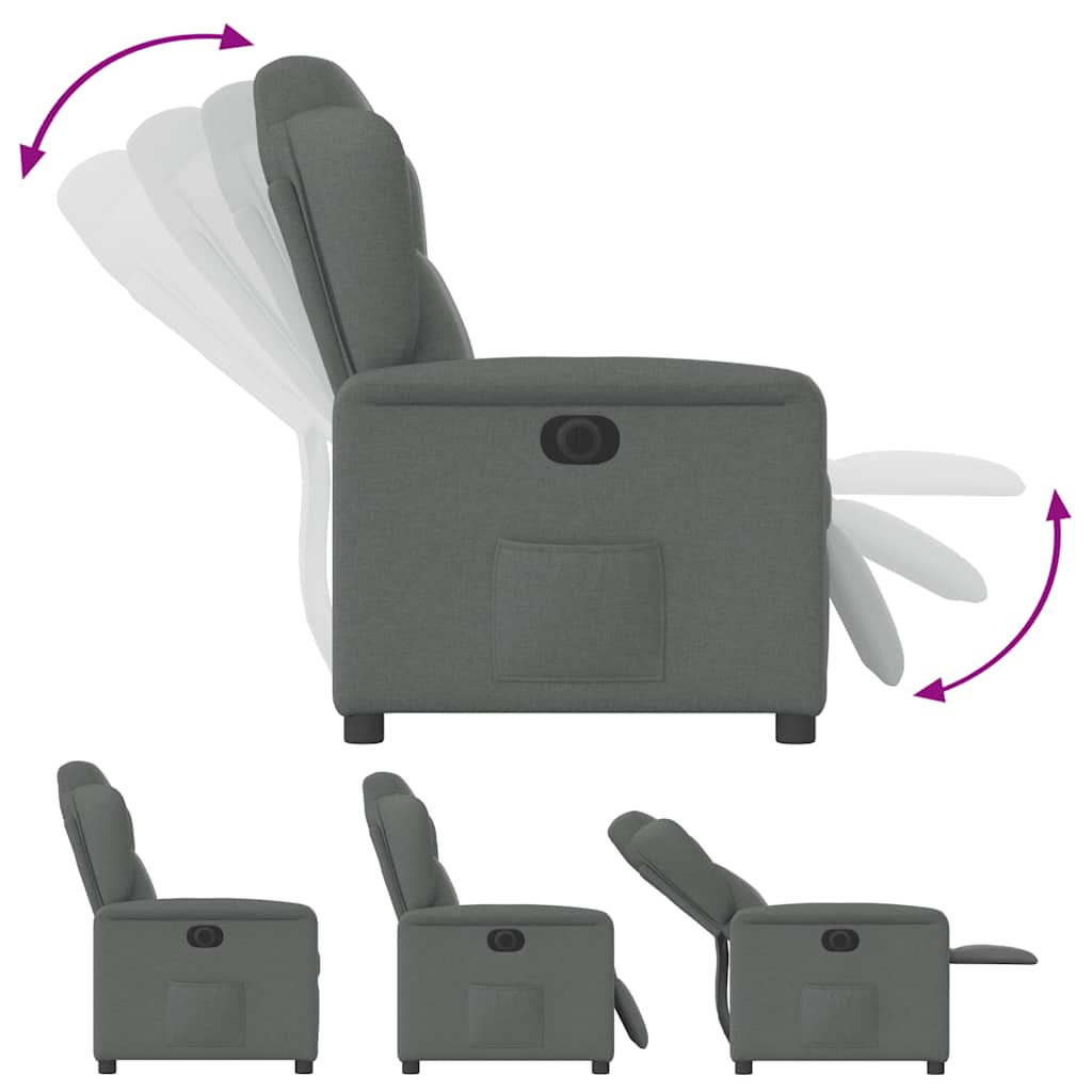 Fauteuil inclinable électrique Gris foncé Tissu